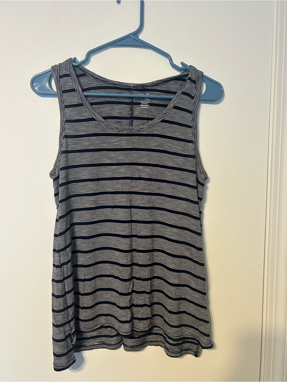 GAP Striped Scoop Tank Top - Black & Gray